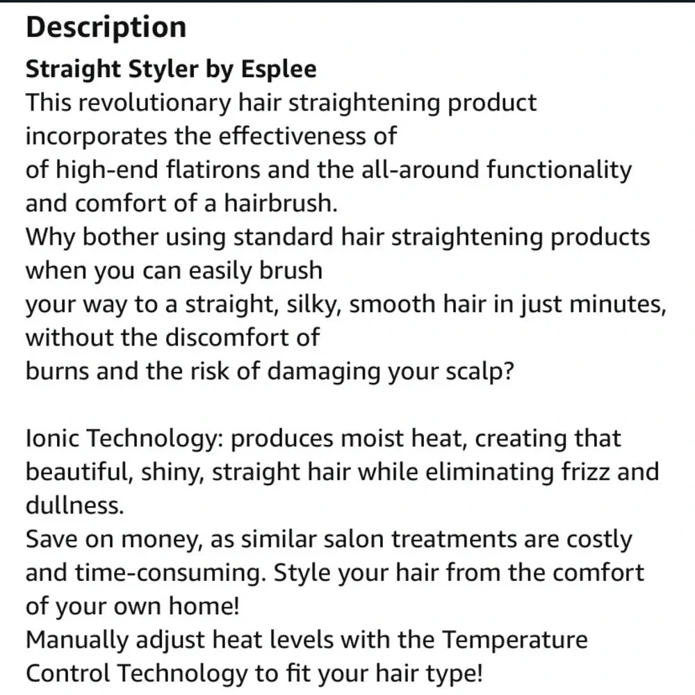 Hot & Straight Straightening Salon Brush with Temperature Control by Esplee, Red